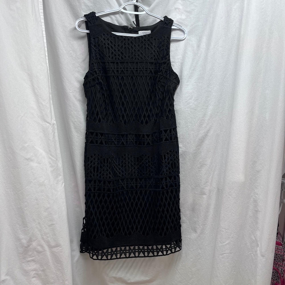 Carmen Marc Valvo black sheath dress